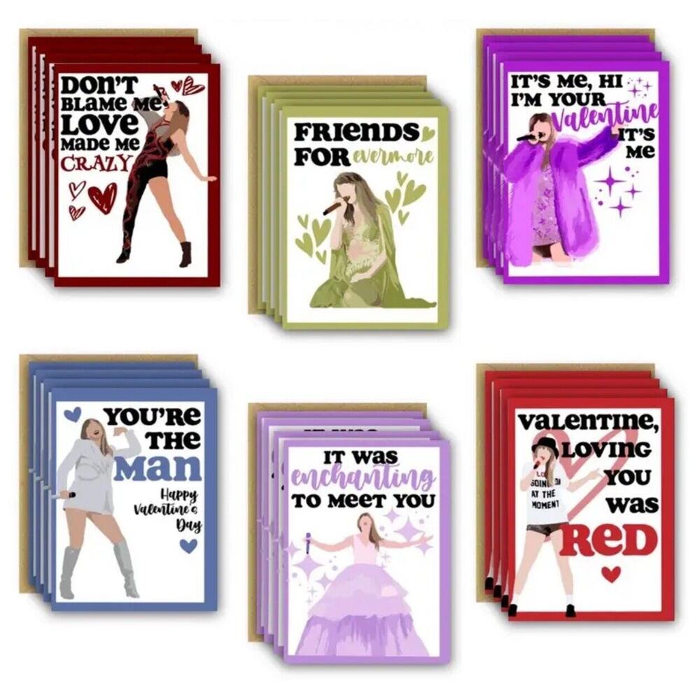 Taylor Swift Valentine’s Day Cards 24 Cards School Valentines Eras